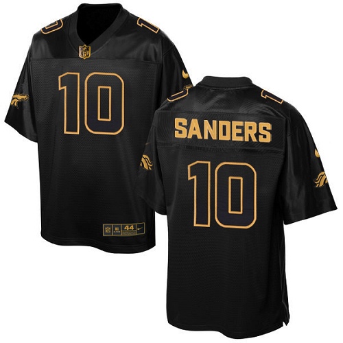 Men's Elite Emmanuel Sanders Nike Jersey Black - #10 Pro Line Gold Collection NFL Denver Broncos